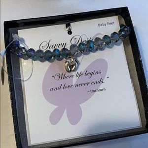 Charm baby feet bracelet beaded NWT